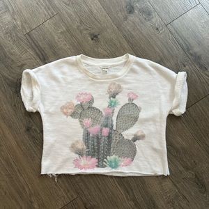 Desert Cacti Cropped Short Sleeve Sweatshirt